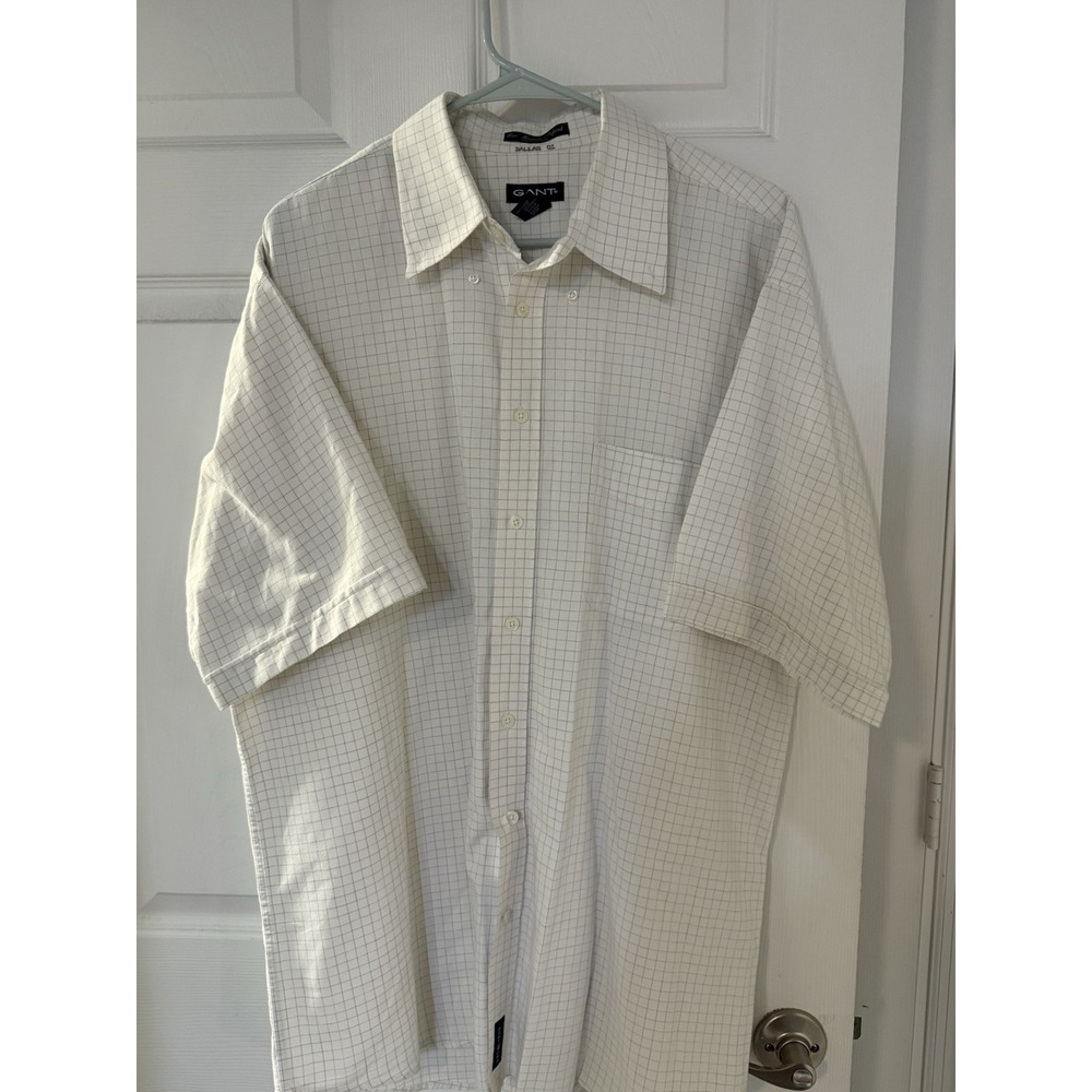 GANT New Haven Oxford Shirt Mens XL Short Sleeve Windowpane Check Portugal